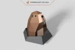 Papercraft gratuit de marmotte en origami 3D