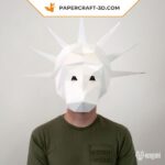 Papercraft mask of the Statue of Liberty in 3D origami