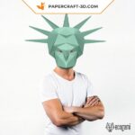 Papercraft mask of the Statue of Liberty in 3D origami