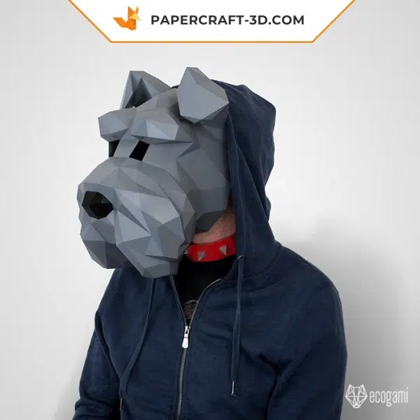 Masque de schnauzer en papercraft, weergave 3