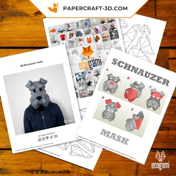 Papercraft schnauzer mask in origami