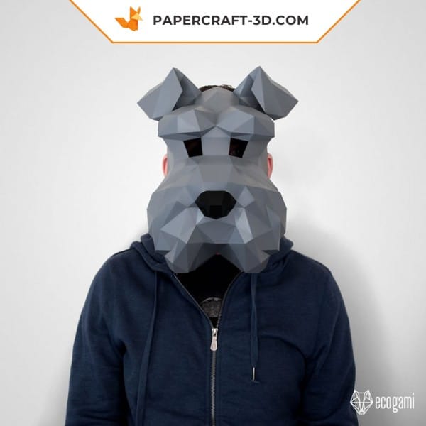 Papercraft schnauzer mask in origami Papercraft schnauzer mask in origami