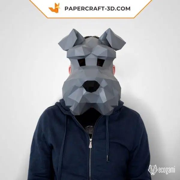 Papercraft masque de schnauzer en origami