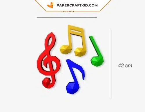Papercraft musical notes in 3D origami
