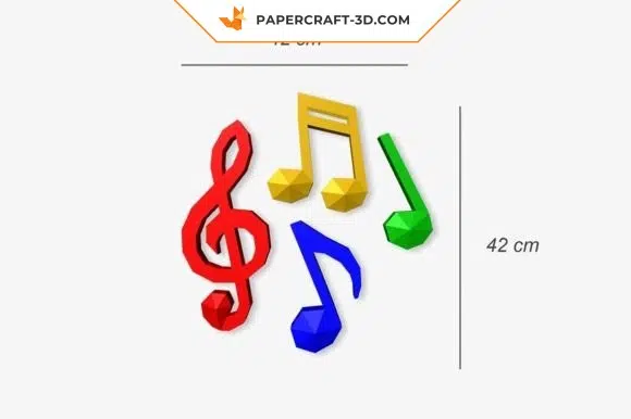 Papercraft gratuit de notes de musique en origami