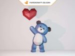 Papercraft d'ours en peluche avec cœur en origami 3D