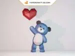 Ours en peluche bleu en 3D avec cœur, weergave 2