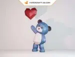 Ours en peluche bleu en 3D avec cœur