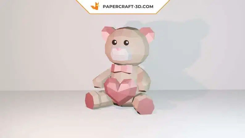 Papercraft beer met hart in 3D-origami, weergave 3