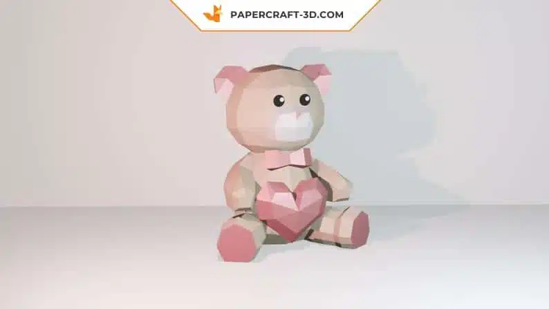 Papercraft beer met hart in 3D-origami, weergave 2