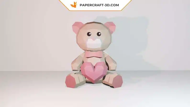 Papercraft beer met hart in 3D-origami, 3D-model