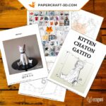Papercraft kitten in 3D origami