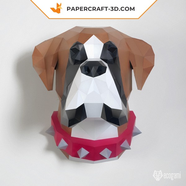 Papercraft of a boxer dog in 3D origami Papercraft of a boxer dog in 3D origami