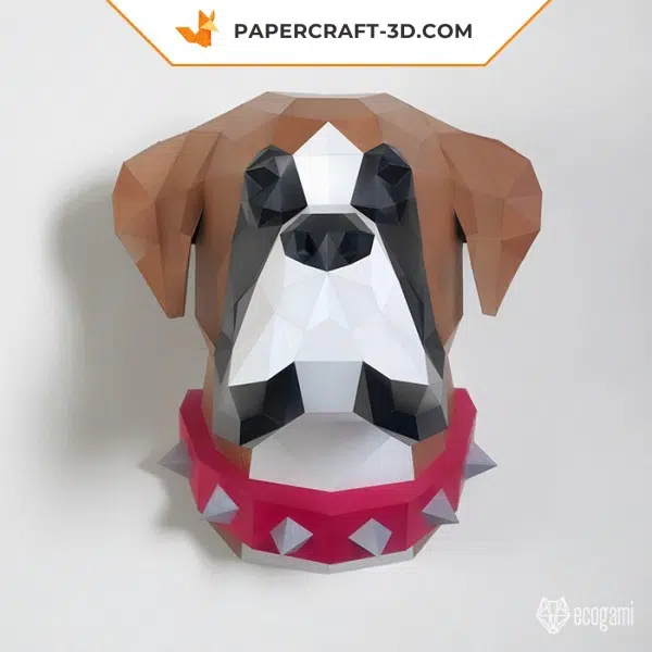 Papercraft di cane boxer in origami