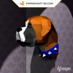 Papercraft of a boxer dog in 3D origami