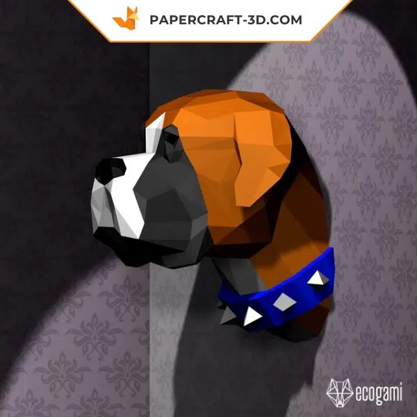 Papercraft 3d chien boxer, weergave 2