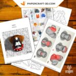 Papercraft of a boxer dog in 3D origami