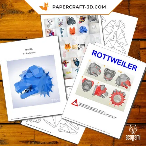 Papercraft 3d chien rottweiler