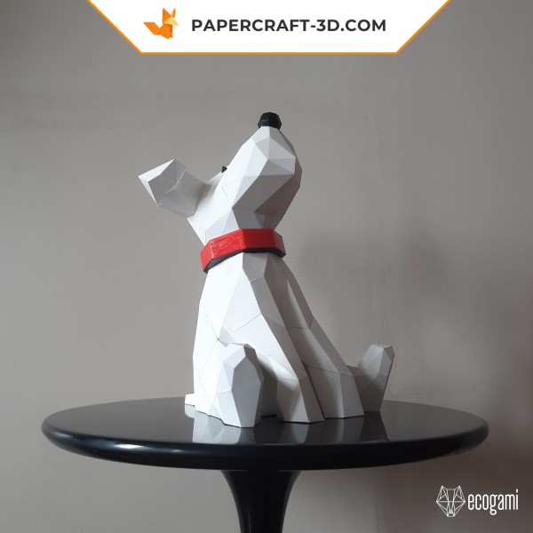 Papercraft de cachorro en origami 3D