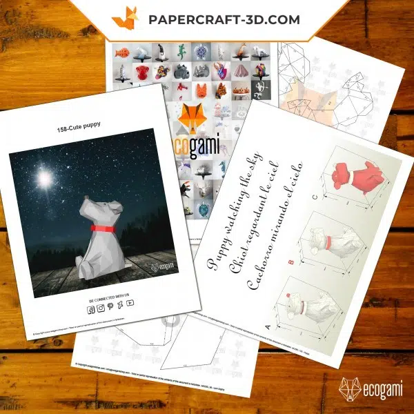 Papercraft 3d chiot mignon, weergave 5