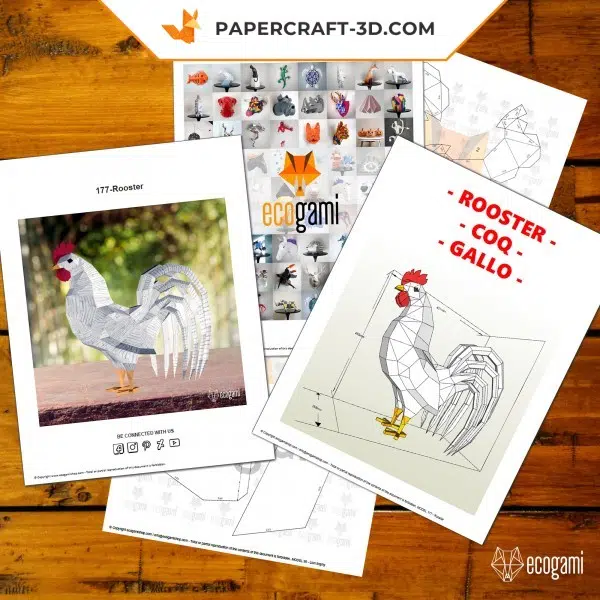 Papercraft di gallo in origami