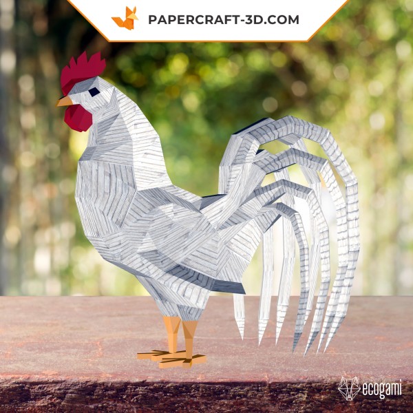 Papercraft de coq en origami