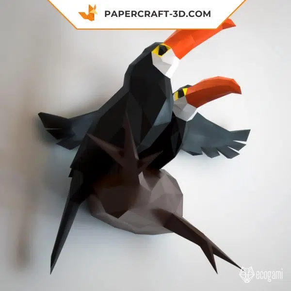 Papercraft pareja de tucanes en origami