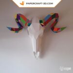 Papercraft ram skull in 3D origami
