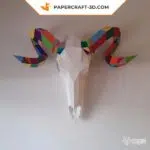 Papercraft cráneo de carnero en origami 3D