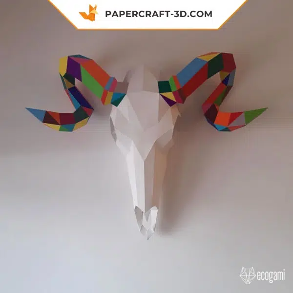 Papercraft Widder-Schädel als 3D-Origami