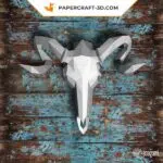 Papercraft cráneo de carnero en origami 3D