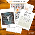 Papercraft ram skull in 3D origami