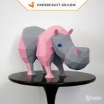 Papercraft Nilpferd-Trophäe im Origami 3D
