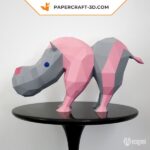 Papercraft Nilpferd-Trophäe im Origami 3D