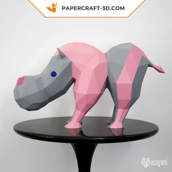 Papercraft di ippopotamo in origami 3D