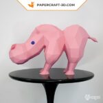 Papercraft Nilpferd-Trophäe im Origami 3D