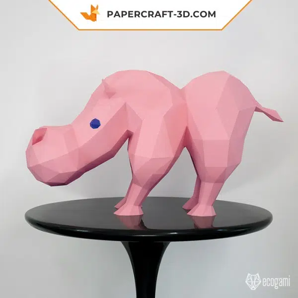 Papercraft 3d hippopotame, weergave 3