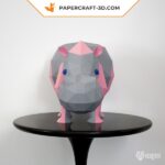 Papercraft Nilpferd-Trophäe im Origami 3D