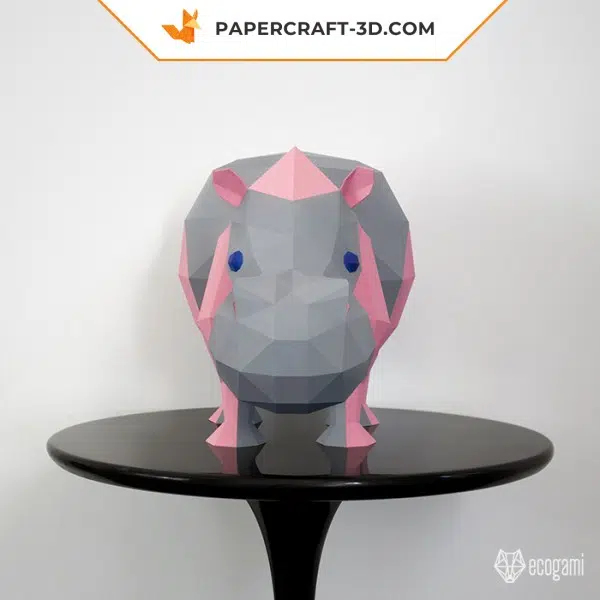 Papercraft 3d hippopotame, weergave 4