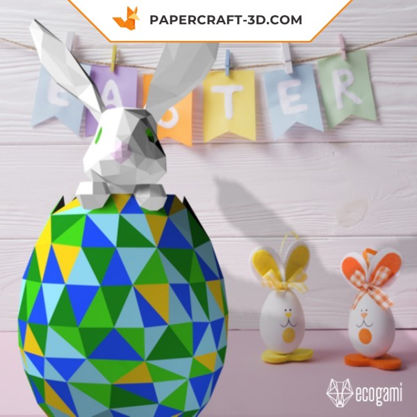 Papercraft Easter bunny in 3D origami