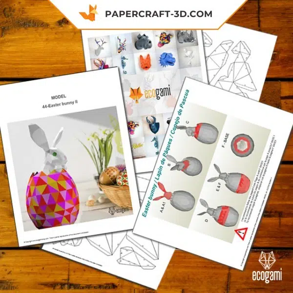 Papercraft 3d lapin de Pâques, weergave 4