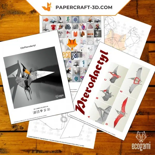 Papercraft 3d ptérodactyle, weergave 5