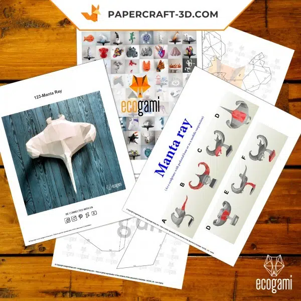 Papercraft 3d raie manta, weergave 4