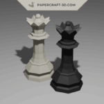Papercraft chess queen in 3D origami