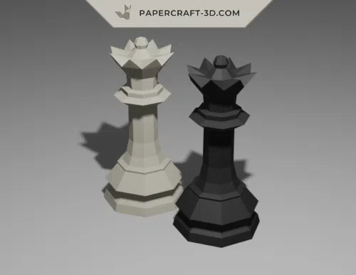 Papercraft chess queen in 3D origami