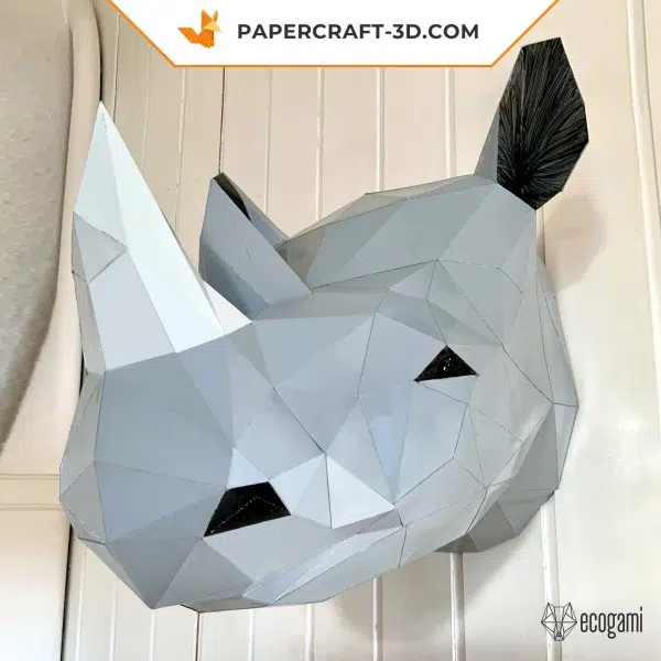 Papercraft 3d rhinocéros africain, weergave 3