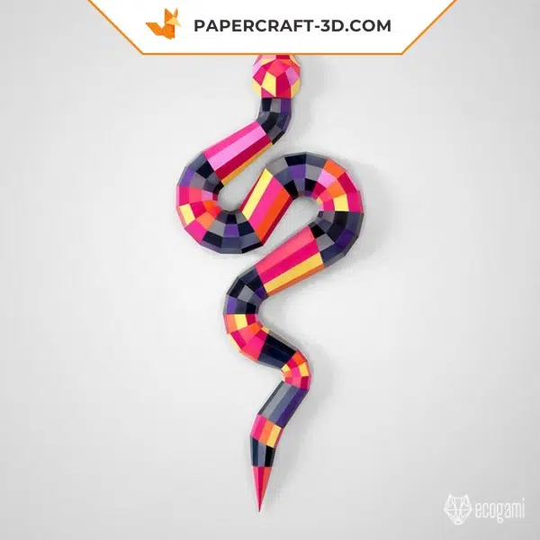 Papercraft de cobra colorida em origami