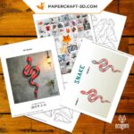 Papercraft snake in 3D origami