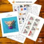 Papercraft 3d tête de chihuahua, weergave 4