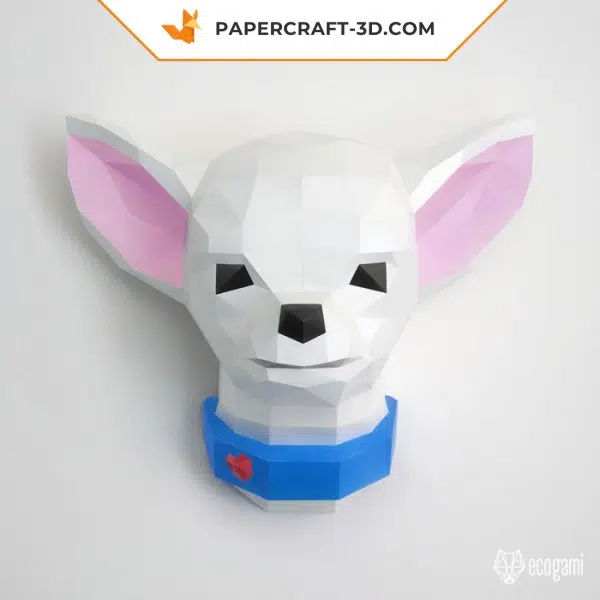 Papercraft tête de chihuahua murale en origami Papercraft tête de chihuahua murale en origami